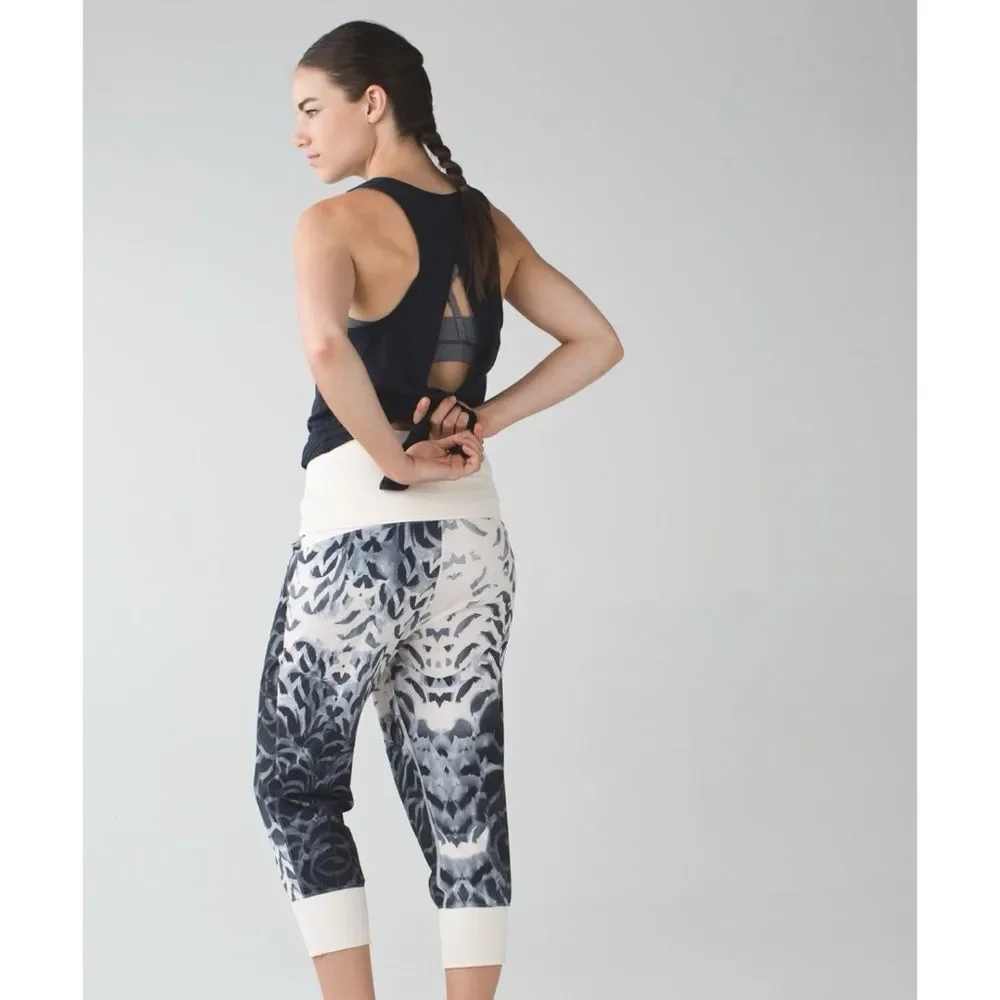 Lululemon Dance To Yoga Pant Pretty Plume Angel Wing Black Boyfriend Fit
